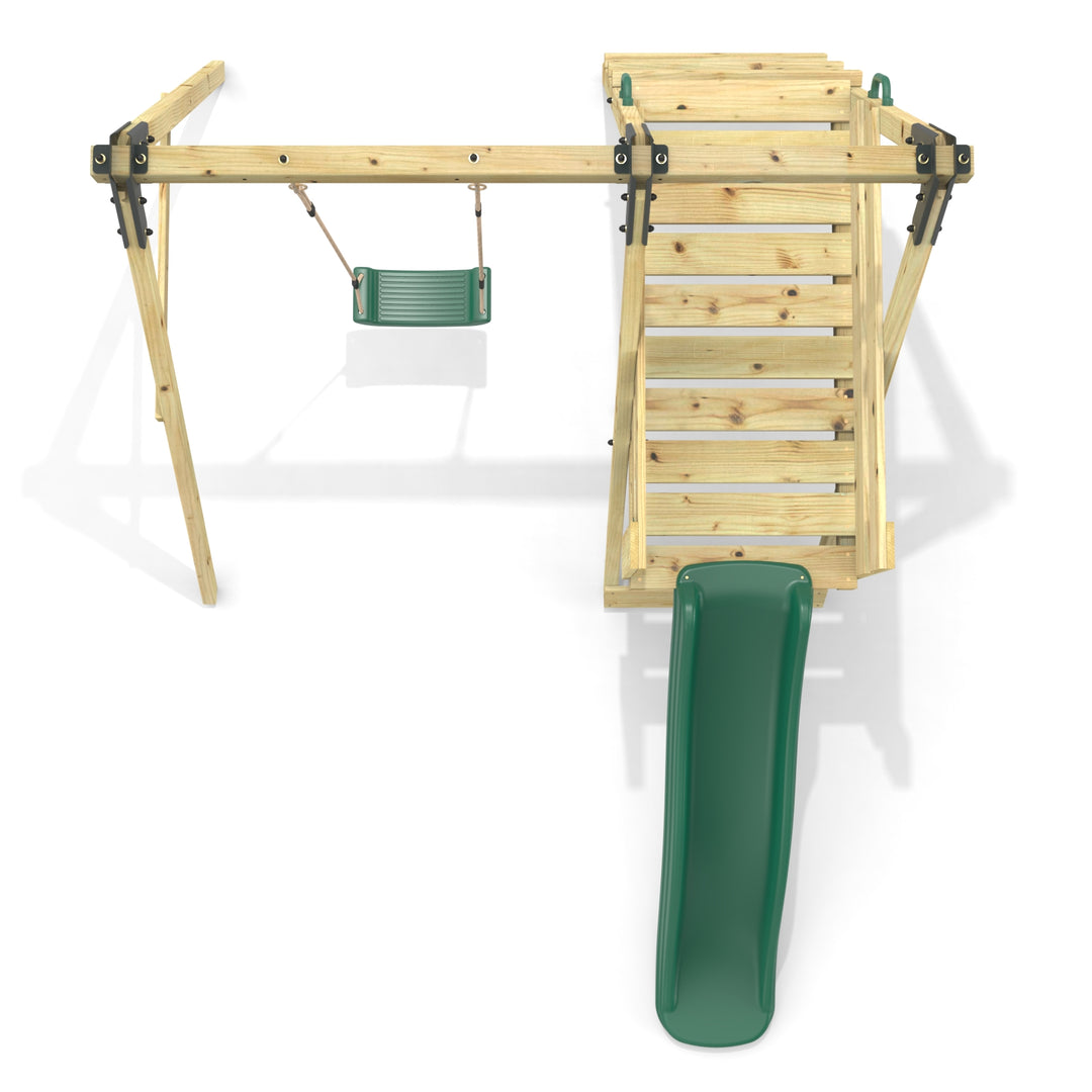 Rebo Glide Wooden Single Swing Sets with 6ft Slide and Swing Seat – Orchid