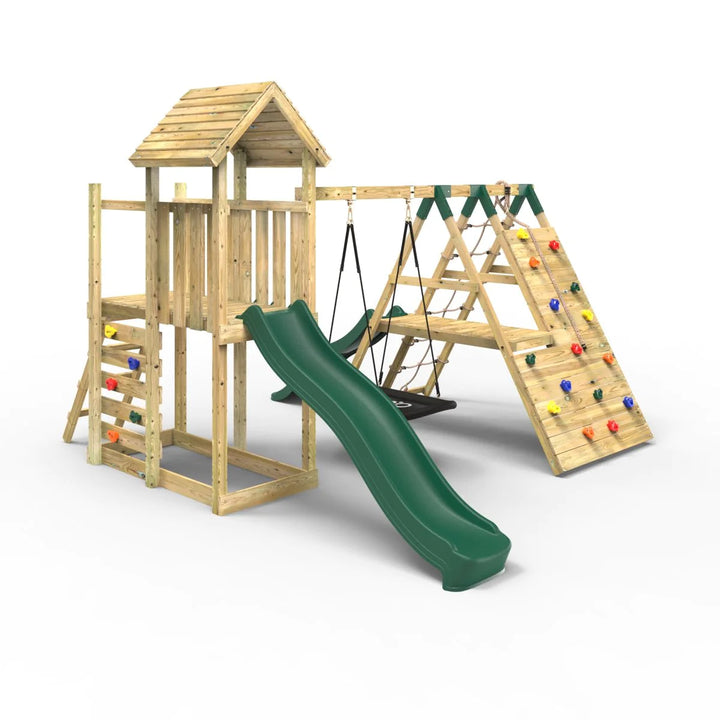 Rebo Wooden Climbing Frame with Swings and Slide Crestone