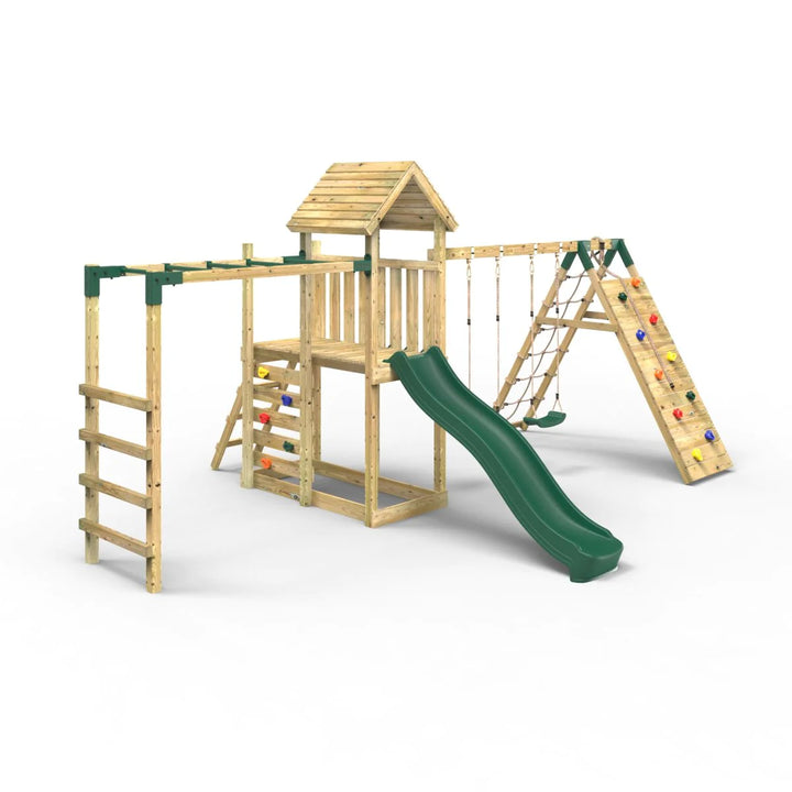 Rebo Wooden Climbing Frame with Swings and Slide Dolomite