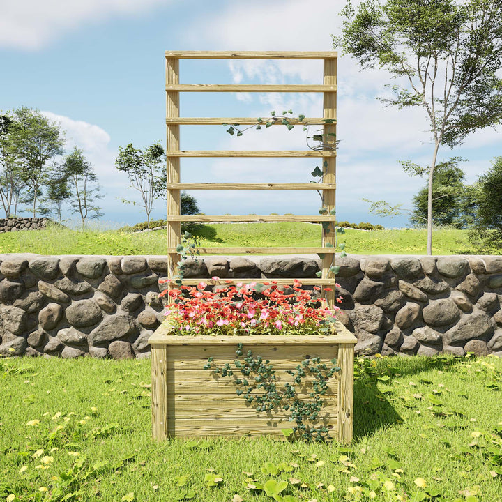 OG Wooden Garden Trellis Planter