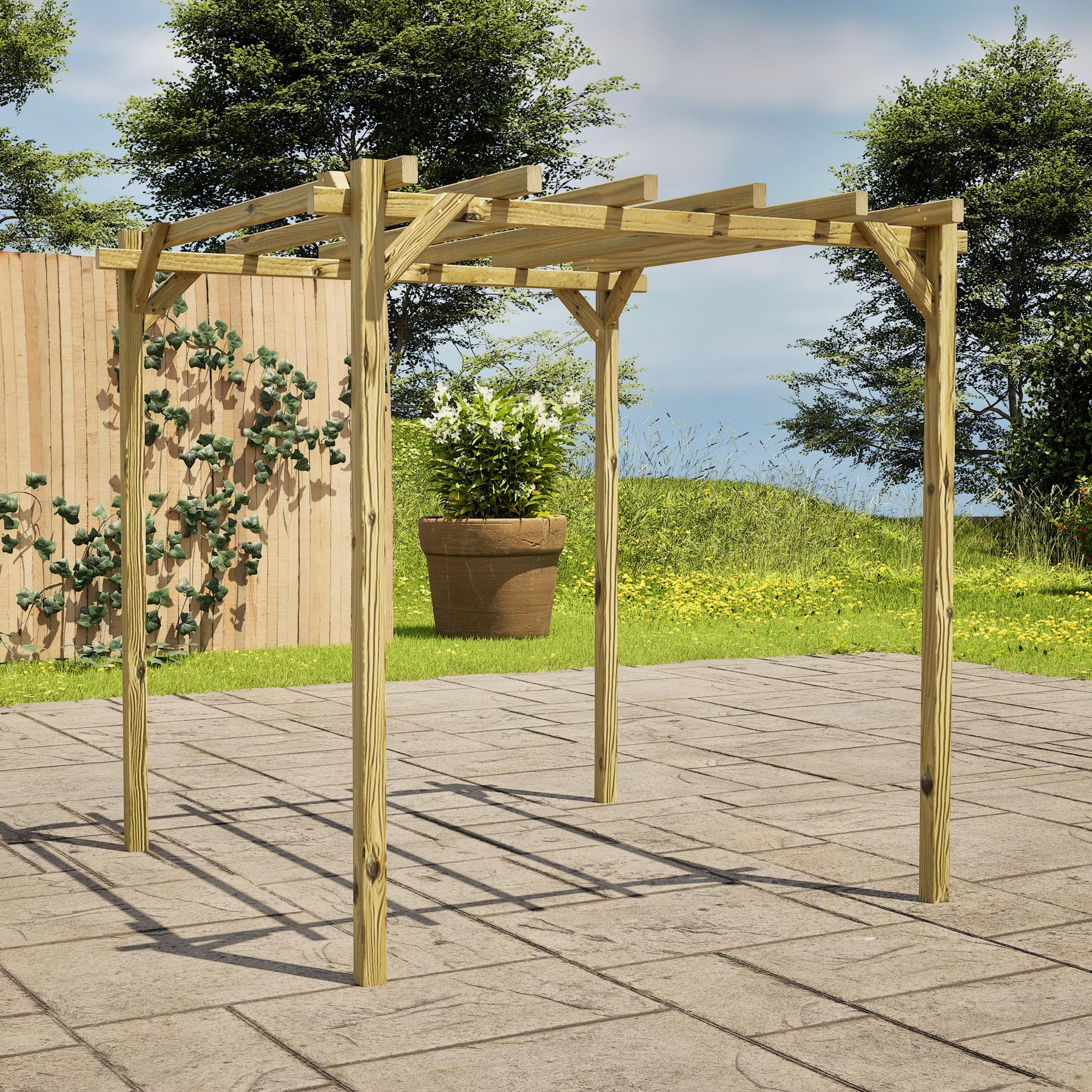 OG Wooden Pergola 2m X 2m OutdoorGardens og-wooden-pergola-2m-x-2m-outdoorgardens