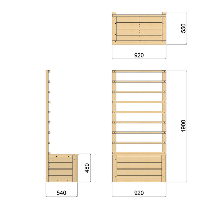 OG Wooden Garden Trellis Planter