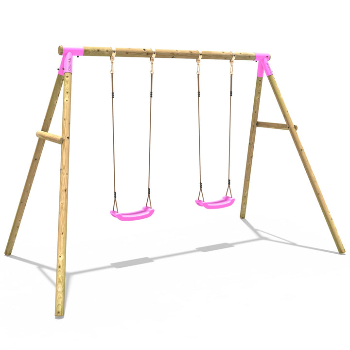 Rebo Wooden Double Garden Swing Set Venus