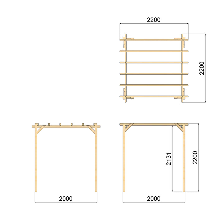 OG Wooden Pergola 2m x 2m