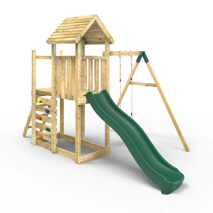 Rebo Wooden Climbing Frame with Swings and Slide Rushmore