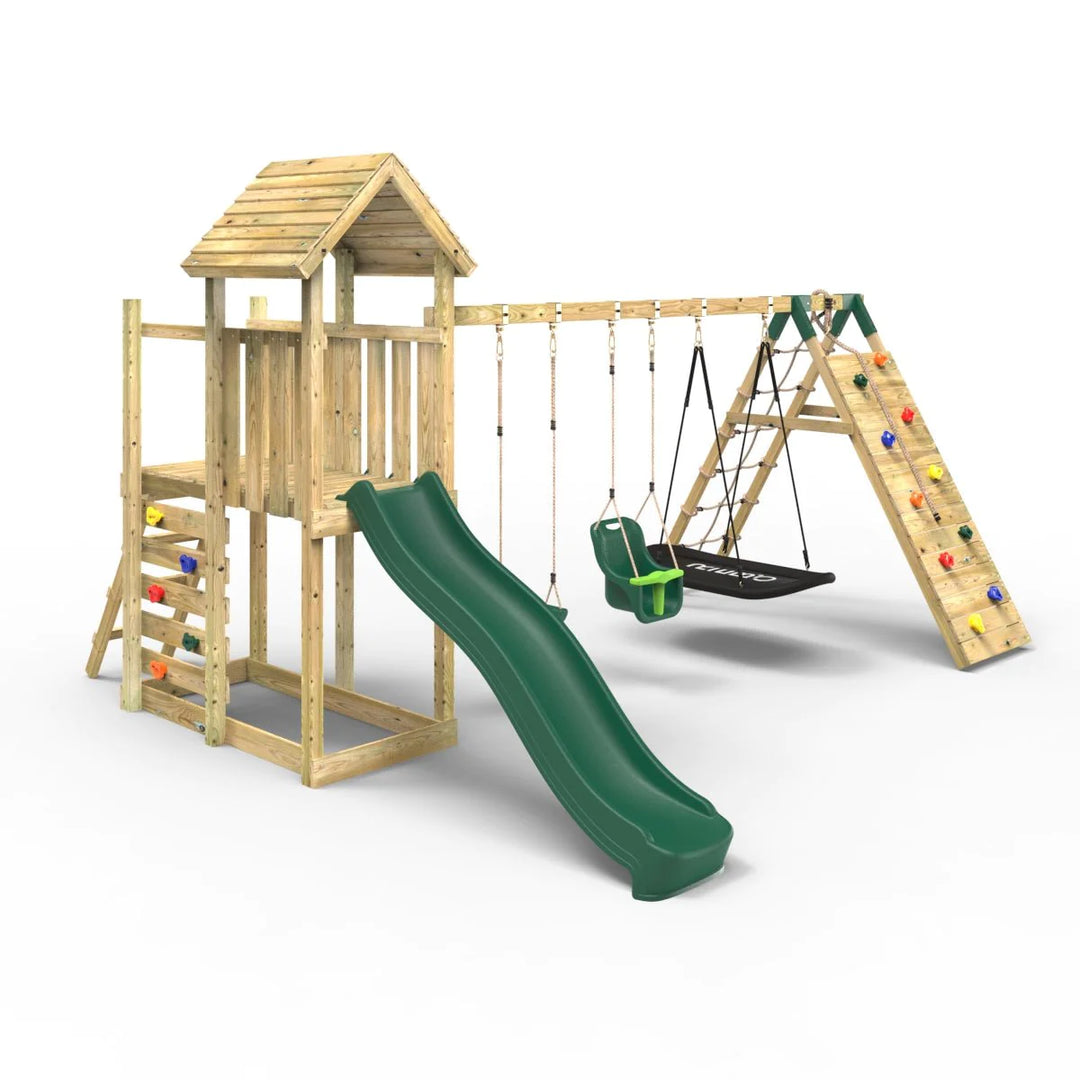 Rebo Wooden Climbing Frame with Swings and Slide Sandford