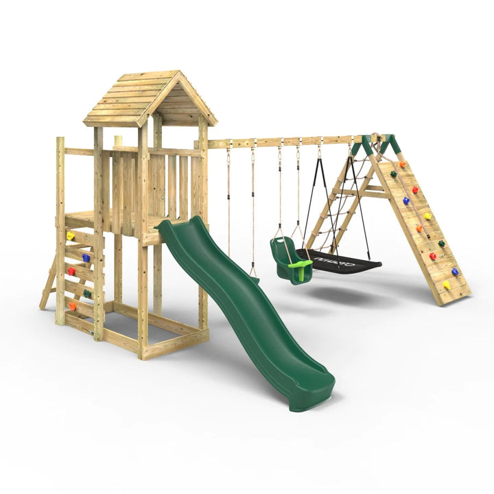 Rebo Wooden Climbing Frame with Swings and Slide Sandford