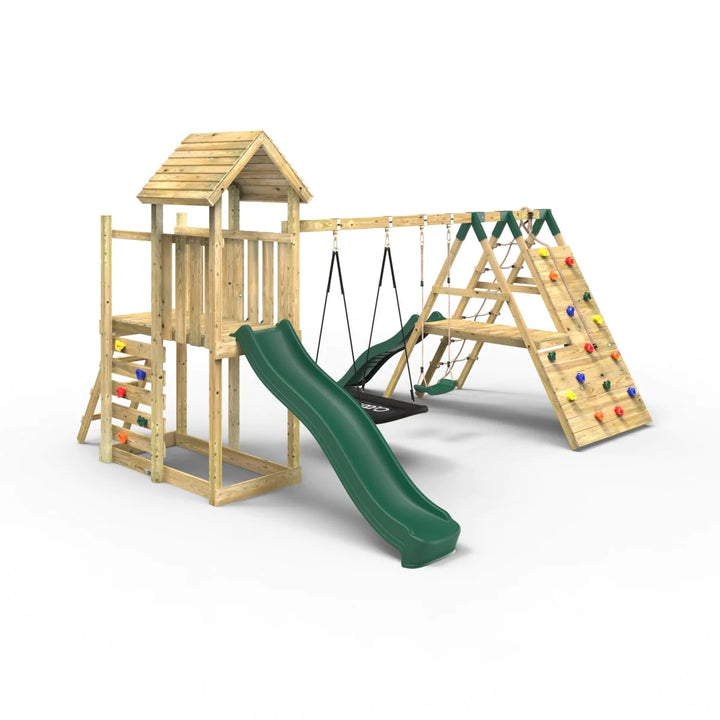 Rebo Wooden Climbing Frame with Swings and Slide San Luis