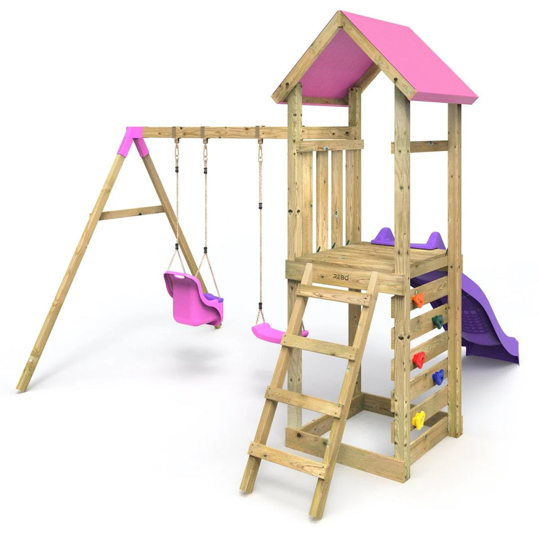 Rebo Adventure Climbing Frame and Swing Set with Slide - Rainier