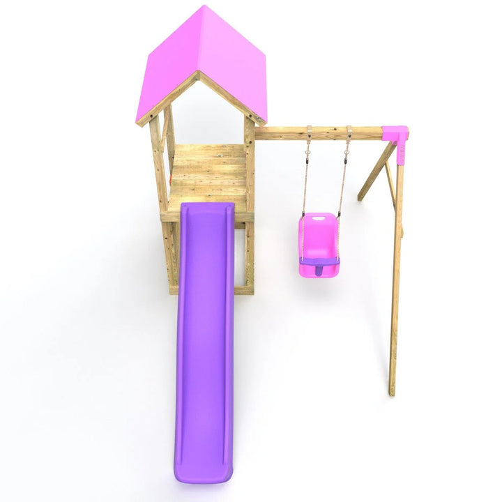 Rebo Adventure Climbing Frame and Swing Set with Slide - Rosa