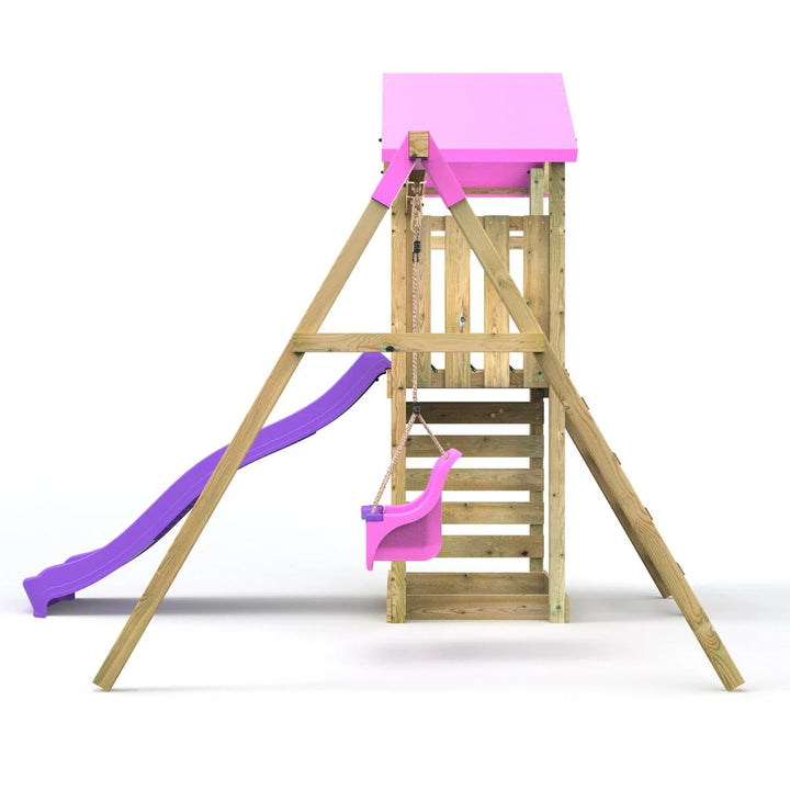 Rebo Adventure Climbing Frame and Swing Set with Slide - Rosa