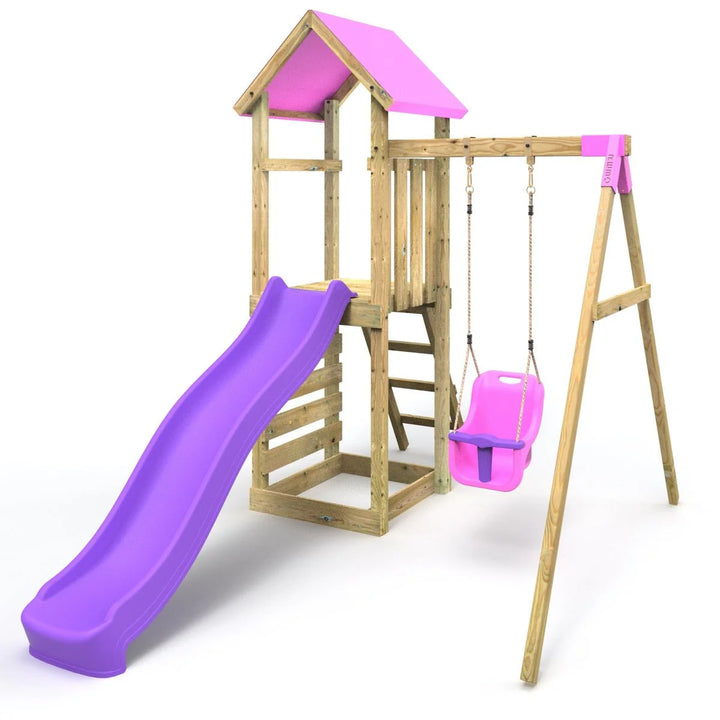 Rebo Adventure Climbing Frame and Swing Set with Slide - Rosa