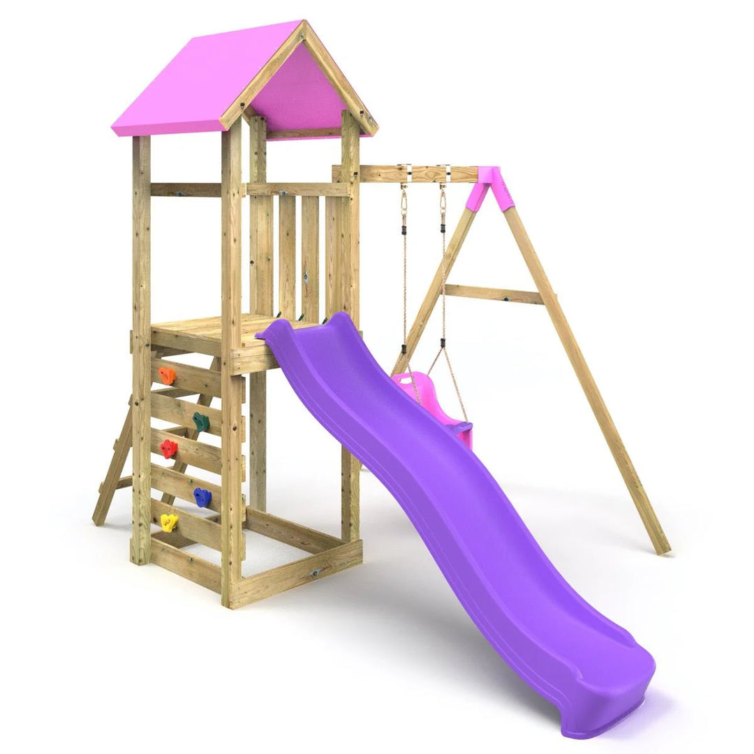 Rebo Adventure Climbing Frame and Swing Set with Slide - Rosa