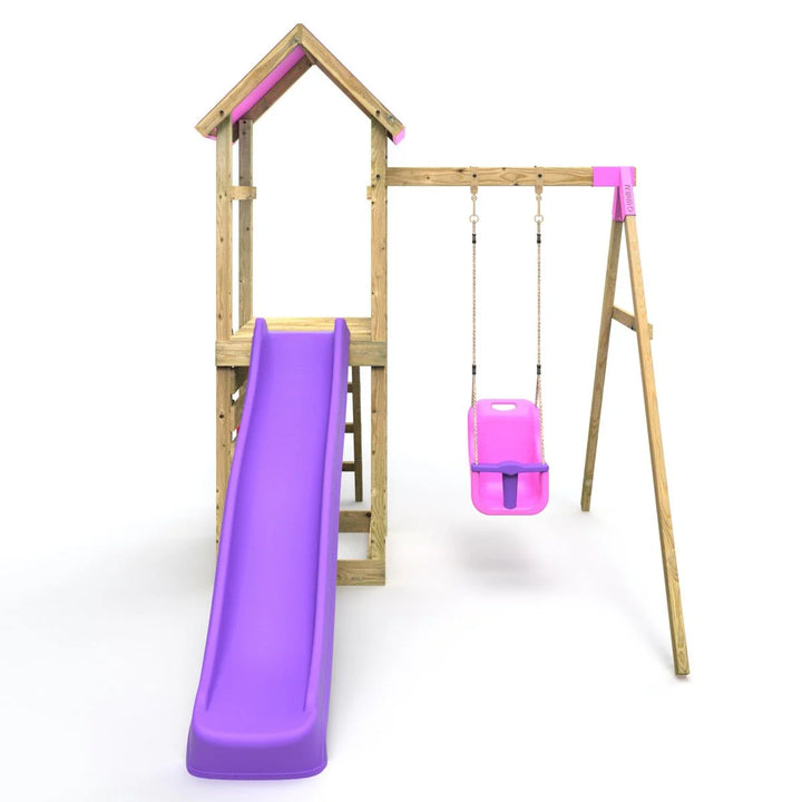 Rebo Adventure Climbing Frame and Swing Set with Slide - Rosa