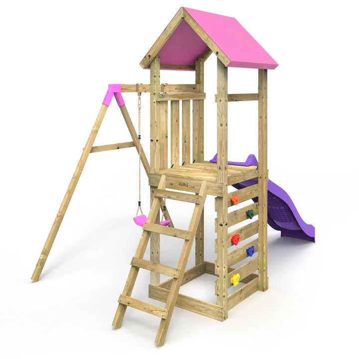 Rebo Adventure Climbing Frame and Swing Set with Slide - Rushmore