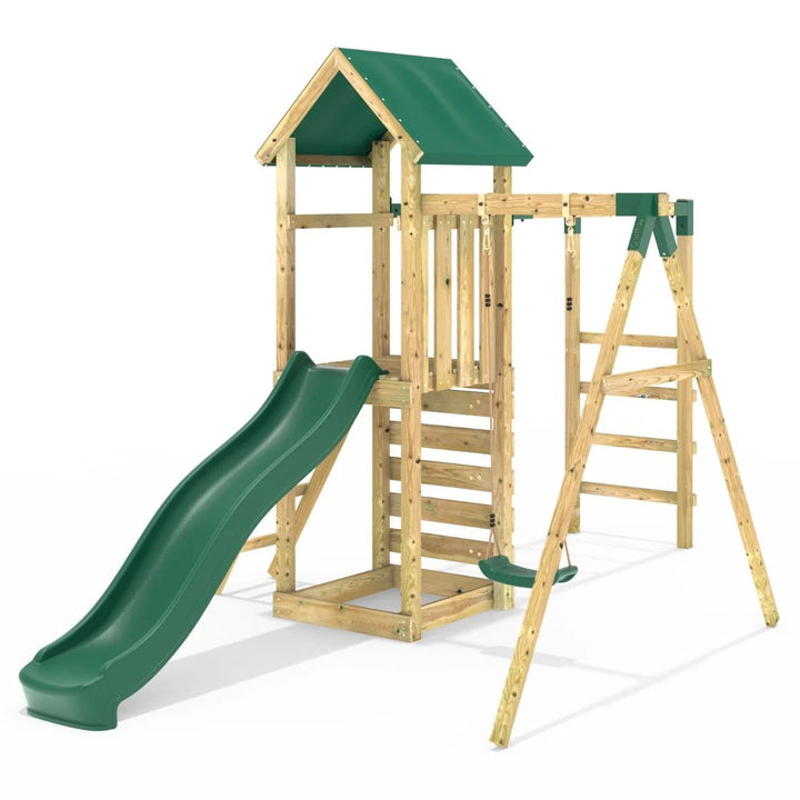 Rebo Adventure Climbing Frame Swing Set with Monkey Bars and Slide - Arvon