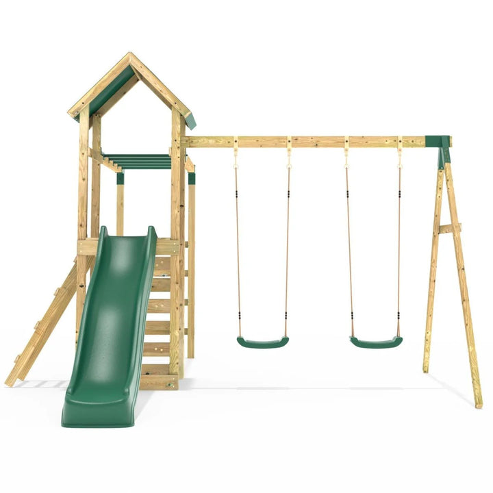 Rebo Adventure Climbing Frame Swing Set with Monkey Bars and Slide - El Capitan