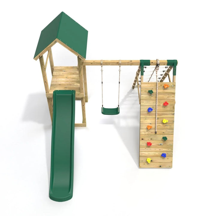 Rebo Climbing Frame Swing Set with Slide and Up and Over Climbing Wall - Bear