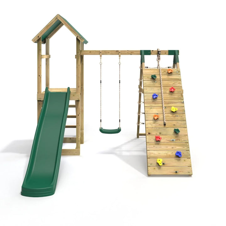 Rebo Climbing Frame Swing Set with Slide and Up and Over Climbing Wall - Bear