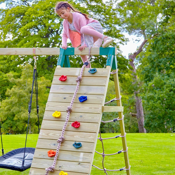 Rebo Climbing Frame Swing Set with Slide and Up and Over Climbing Wall - Bear