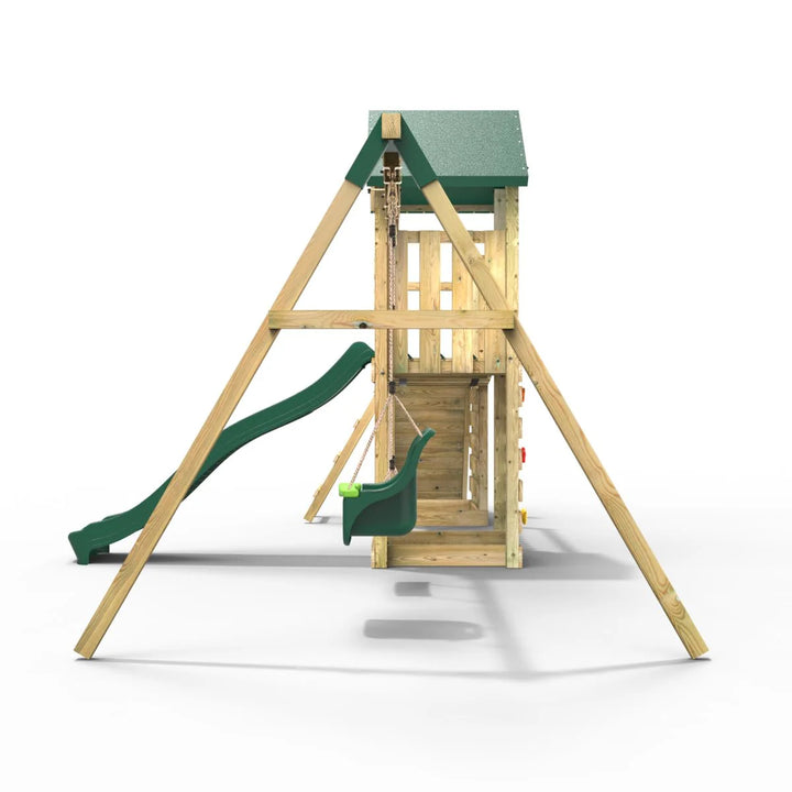 Rebo Tower Climbing Frame Swing Set with Flexible Bridge and Slide - Rainier