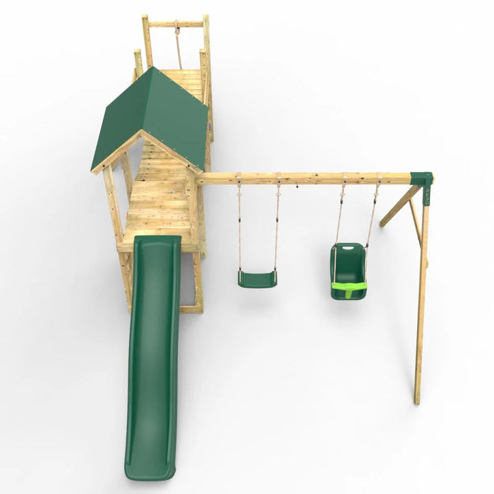 Rebo Tower Climbing Frame Swing Set with Flexible Bridge and Slide - Rainier