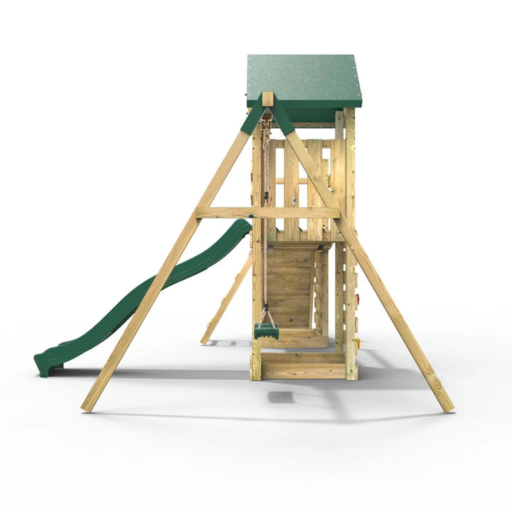 Rebo Tower Climbing Frame Swing Set with Flexible Bridge and Slide - Rushmore