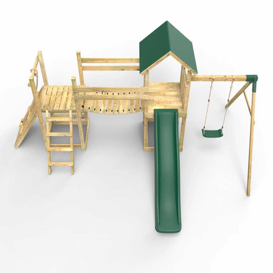 Rebo Tower Climbing Frame Swing Set with Flexible Bridge and Slide - Rushmore
