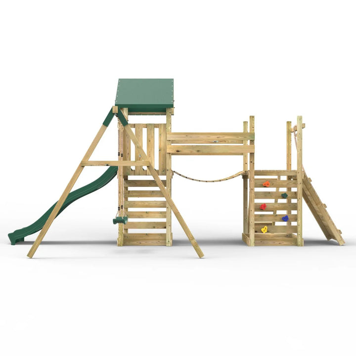 Rebo Tower Climbing Frame Swing Set with Flexible Bridge and Slide - Rushmore