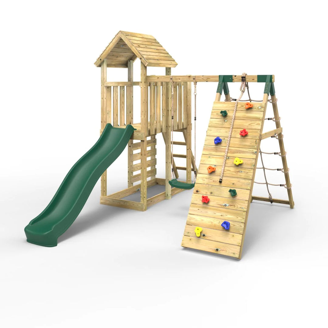 Rebo Wooden Climbing Frame with Swings and Slide Bear OutdoorGardens