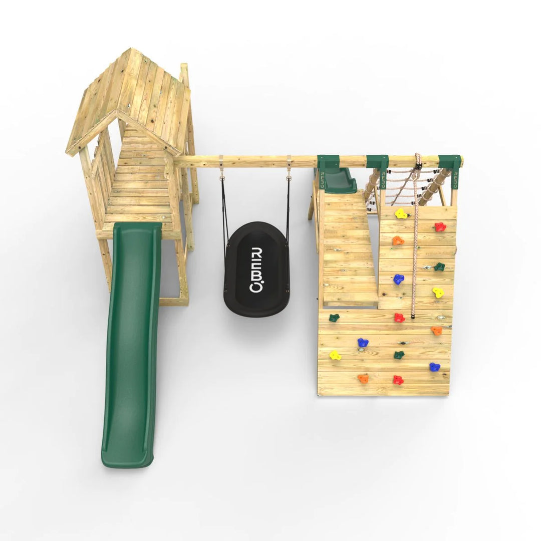 Rebo Wooden Climbing Frame with Swings and Slide Crestone