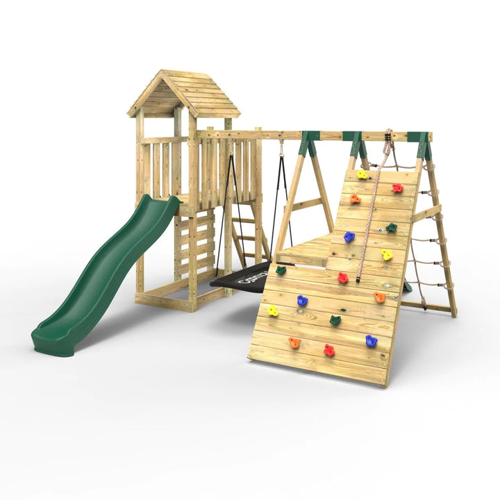 Rebo Wooden Climbing Frame with Swings and Slide Crestone