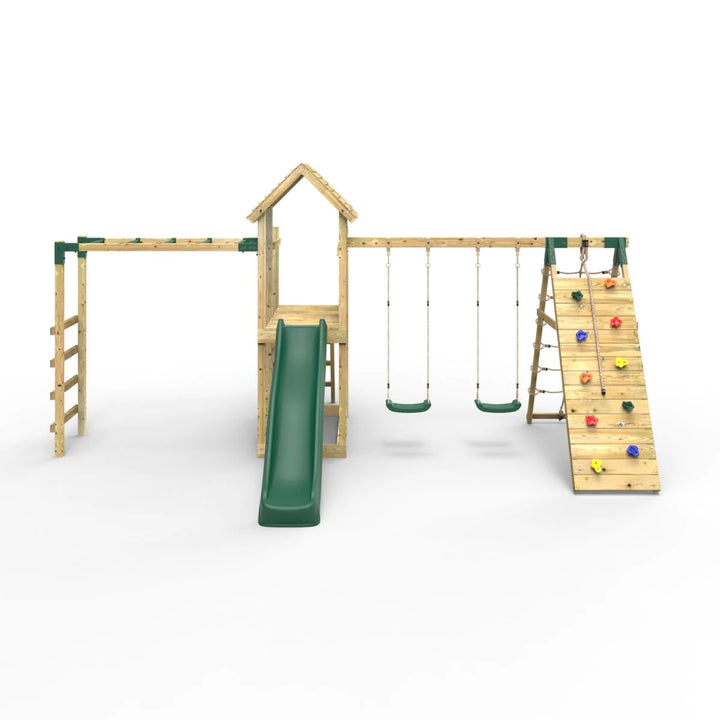 Rebo Wooden Climbing Frame with Swings and Slide Dolomite