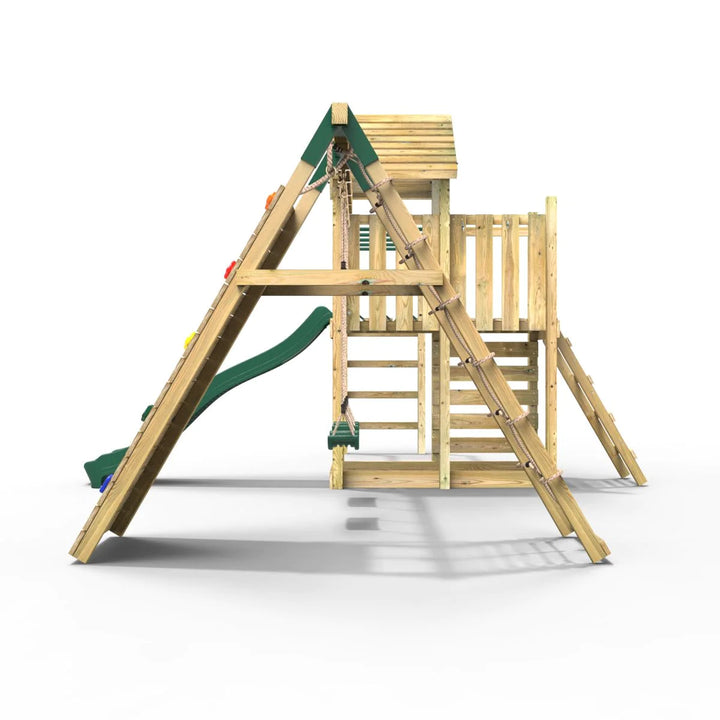 Rebo Wooden Climbing Frame with Swings and Slide Dolomite