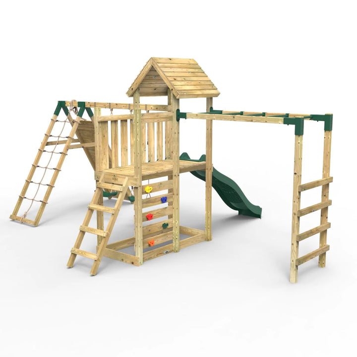 Rebo Wooden Climbing Frame with Swings and Slide Dolomite