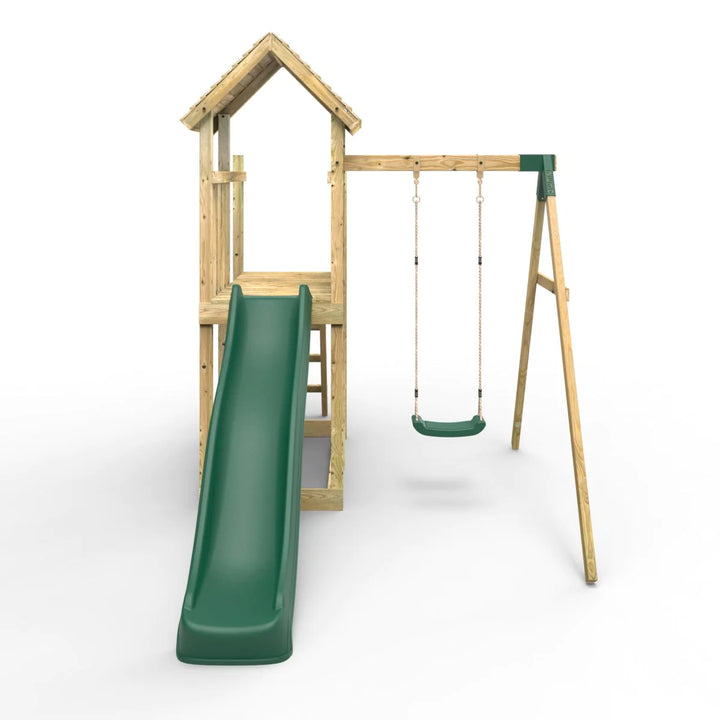 Rebo Wooden Climbing Frame with Swings and Slide Rushmore