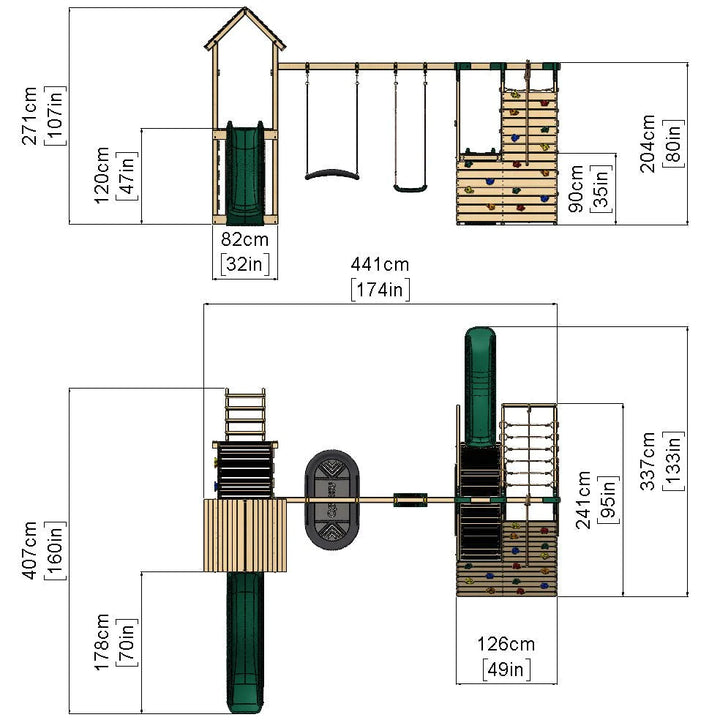 Rebo Wooden Climbing Frame with Swings and Slide San Luis