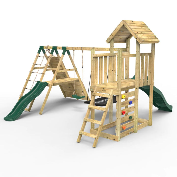 Rebo Wooden Climbing Frame with Swings and Slide San Luis
