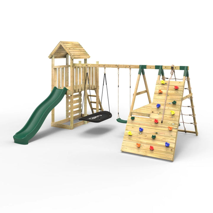 Rebo Wooden Climbing Frame with Swings and Slide San Luis