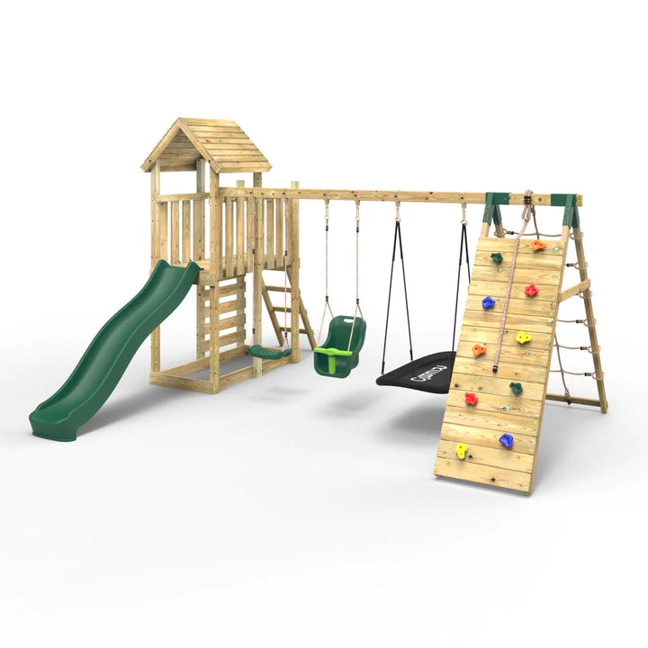 Rebo Wooden Climbing Frame with Swings and Slide Sandford
