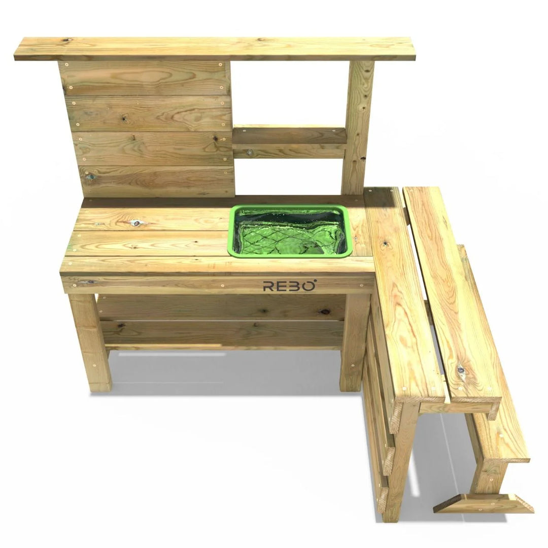 Rebo Muddy Mischief Children’s Outdoor Mud Kitchen - Peppermint