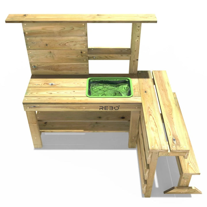 Rebo Muddy Mischief Children’s Outdoor Mud Kitchen - Peppermint