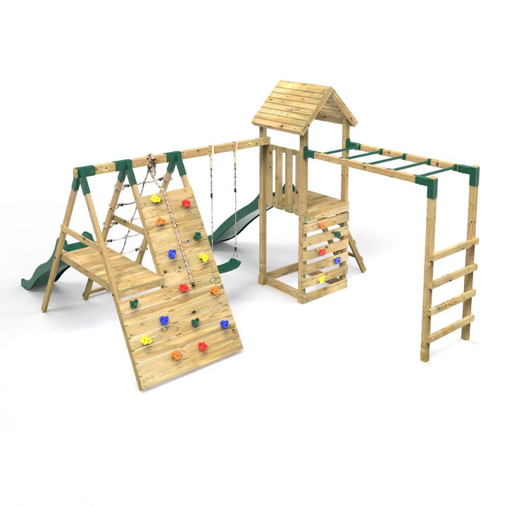 Rebo Climbing Frame Swing Set with Monkey Bars and Slides - Brecon