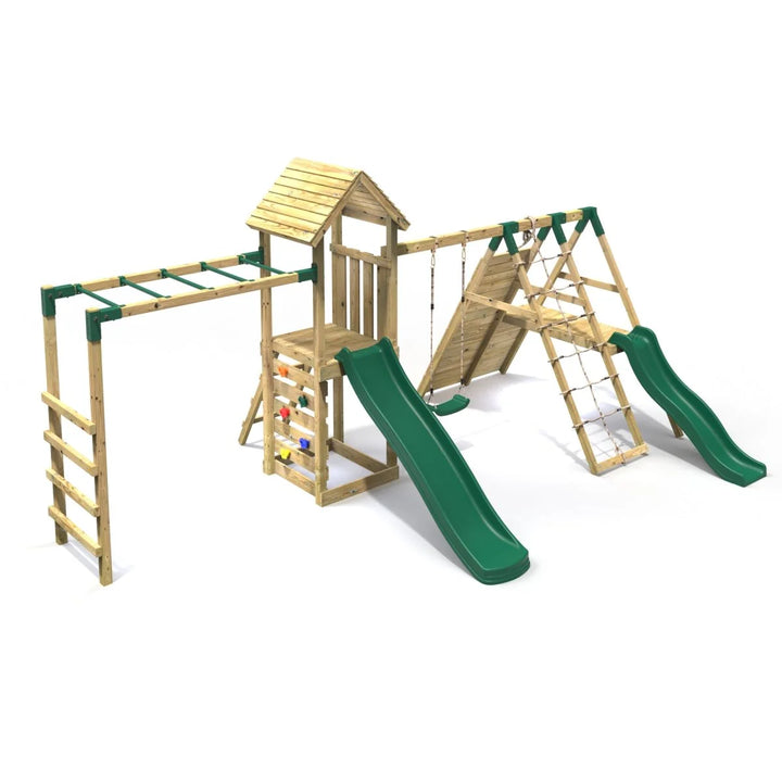 Rebo Climbing Frame Swing Set with Monkey Bars and Slides - Brecon