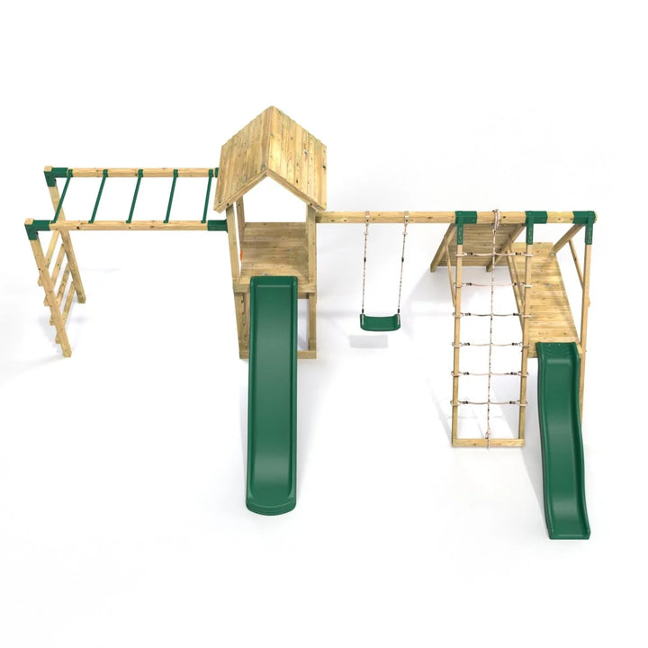 Rebo Climbing Frame Swing Set with Monkey Bars and Slides - Brecon