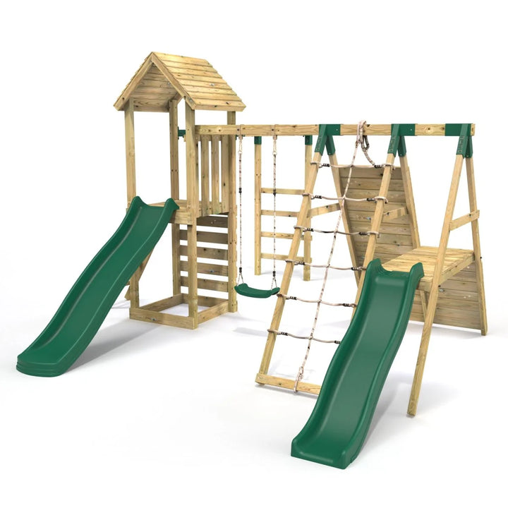 Rebo Climbing Frame Swing Set with Monkey Bars and Slides - Brecon