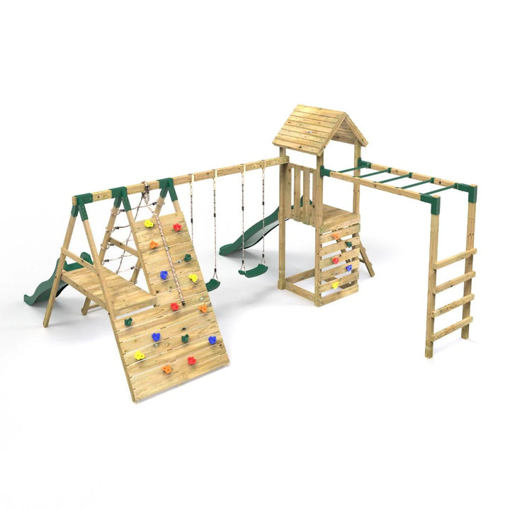 Rebo Climbing Frame Swing Set with Monkey Bars and Slides - Pennine
