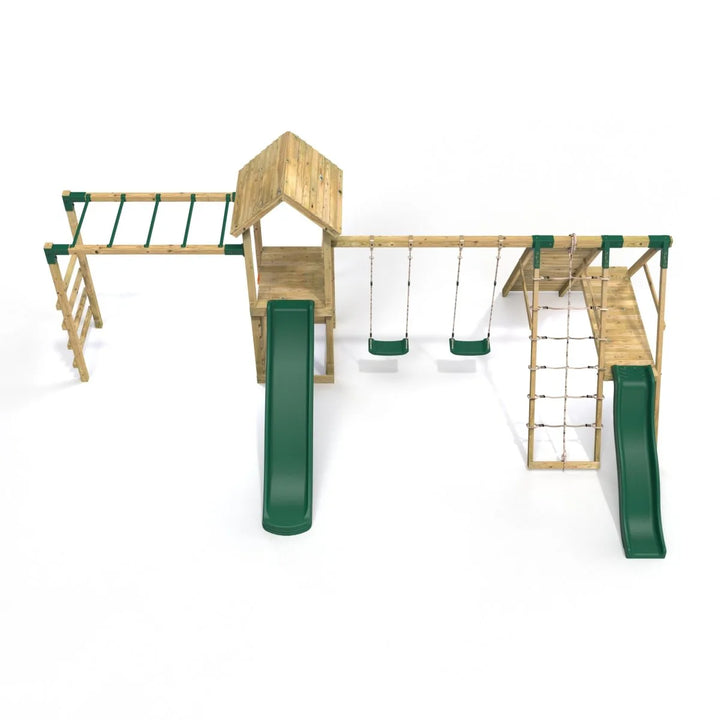 Rebo Climbing Frame Swing Set with Monkey Bars and Slides - Pennine