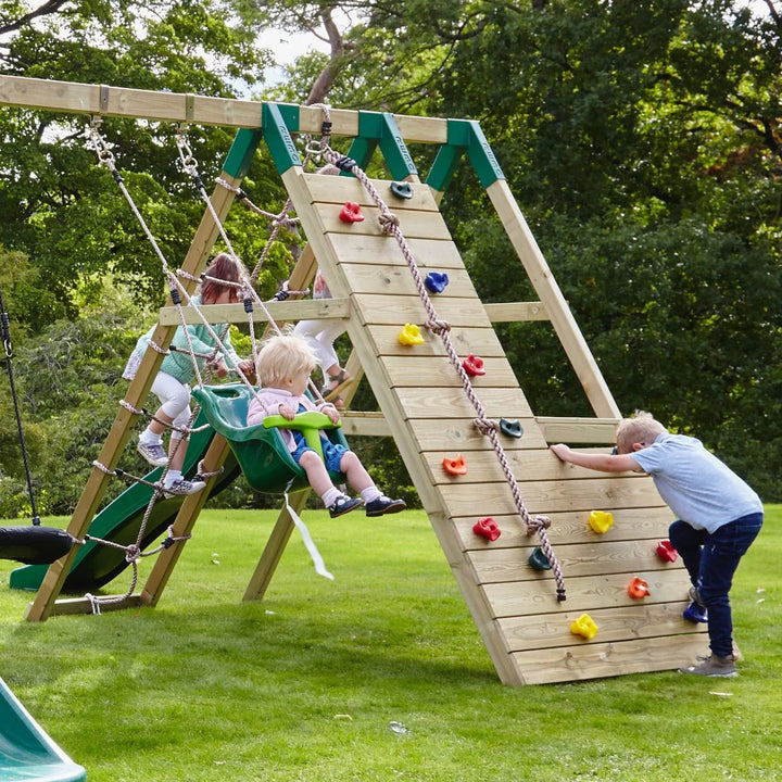 Rebo Climbing Frame Swing Set with Slides and Climbing Wall - Alverstone