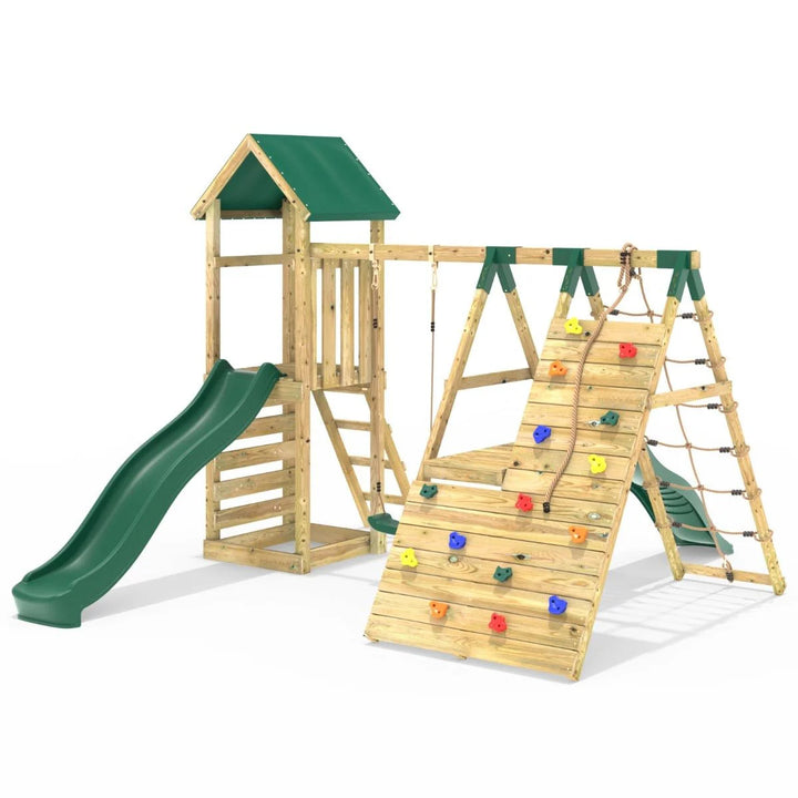 Rebo Climbing Frame Swing Set with Slides and Climbing Wall - Alverstone